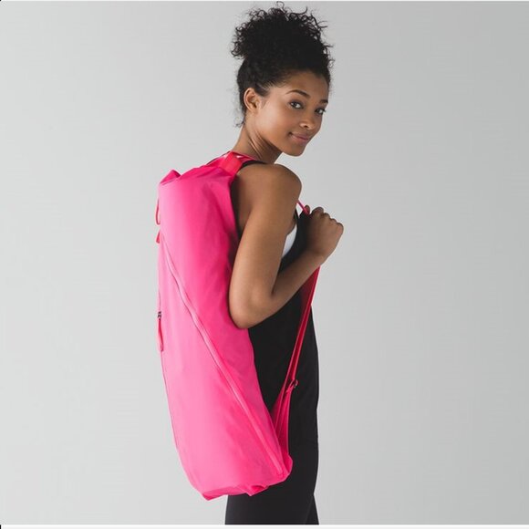 lululemon athletica Handbags - lululemon Neon Pink The Yoga Bag Adjustable Straps w/ Zipper Pockets Water-Repel